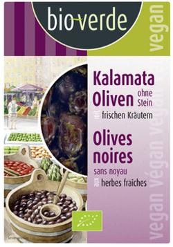 Schwarze Kalamata-Oliven ohne Stein mariniert