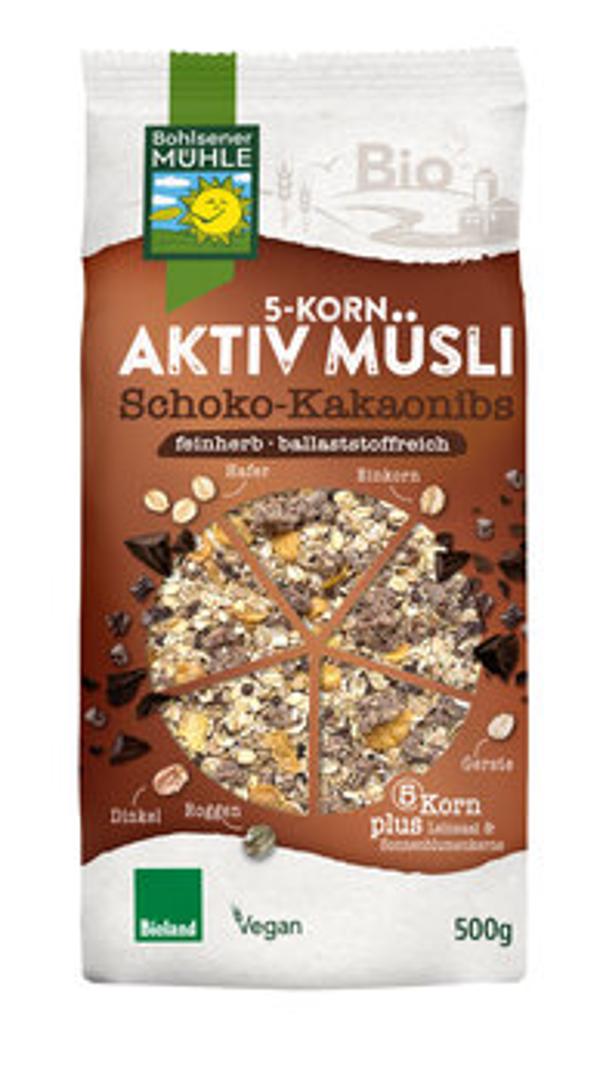 Produktfoto zu 5-Korn Aktiv Müsli Schoko Kakaonibs, feinherb 500g