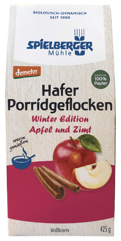 Hafer Porridgeflocken Winter Apfel Zimt