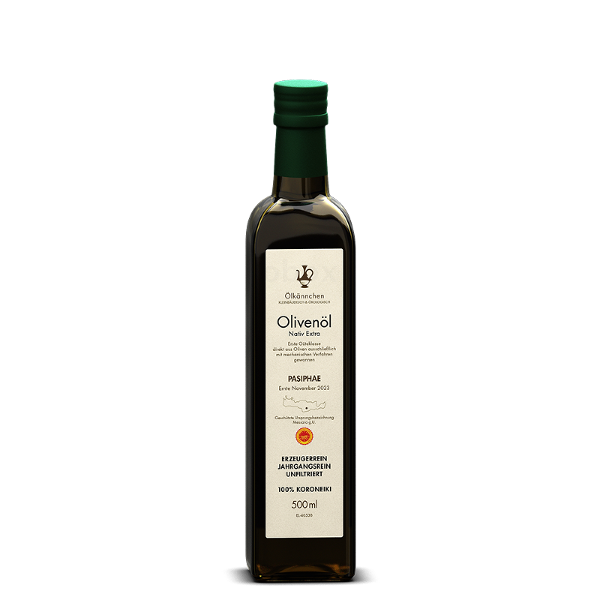 Produktfoto zu Ölkännchen Olivenöl Pasiphae Prásinos, gU Messara, Kreta 500ml