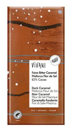 Feine Bitter Caramel Flor de Sal 62% Cacao, vegan