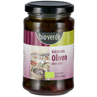 Schwarze Kalamata-Oliven ohne Stein mit frischen Kräutern in Öl-Marinade 200 g