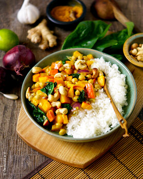 Kürbis-Curry mit Kichererbsen, vegan