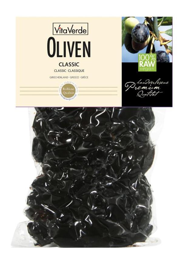 Produktfoto zu Oliven Classic Vita Verde schwarz mit Stein 200g