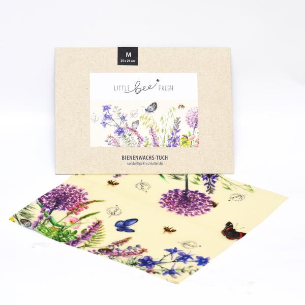 Produktfoto zu Bio-Bienenwachstuch-Set mit Motiv "Blumenwiese & Schmetterlinge"